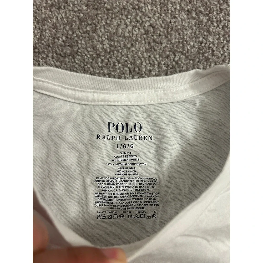 Polo Ralph Lauren TShirt Mens Large White Slim Fit Cotton Pony Logo Short Sleeve
